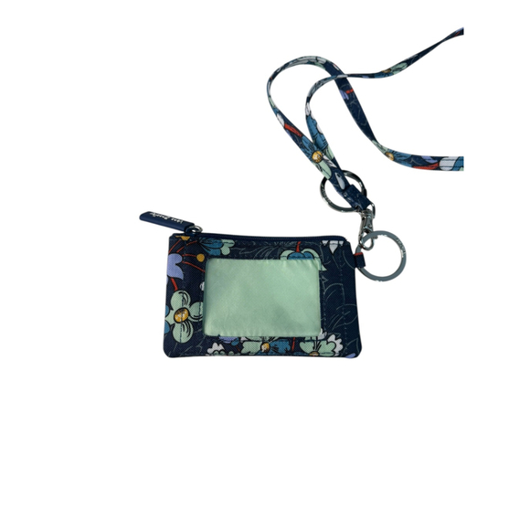 Vera Bradley ID Key Fob Change Purse and Lanyard in Cotton Floral Bursts - Picture 3 of 9